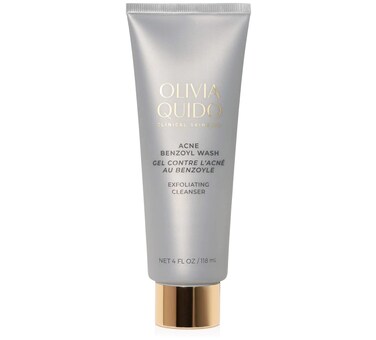 OLIVIA QUIDO Clinical Skincare Acne Benzoyl Wash 4oz, Acne Face Wash for Women and Men, Facial Skin Care Product for Acne-Prone Skin, 2.5 Percent Benzoyl Peroxide Face Wash with Hyaluronic Acid