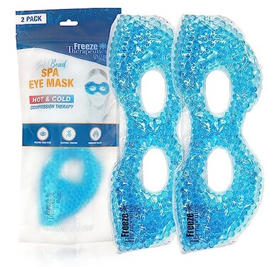 USA Merchant - 2 Redesigned Therapeutic Spa Gel Bead Eye Masks - Hot/Cold Reusable Ice Packs with Flexible Beads - Compress Therapy for Puffy Eyes, Dark Circles, Headaches, Migraines, Stress Relief