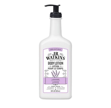 J.R. Watkins Daily Moisturizing Lotion &ndash; Body Cream in Pump Dispenser &ndash; Hydrating Skin Cream Made with Shea Butter, Cocoa Butter, Coconut Oil &amp; Vitamin E, Lavender, 18 fl oz