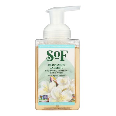 SoF Hydrating Foaming Hand Wash - With Organic Agave Nectar &amp; Coconut Oil- Vegan &amp; Non GMO- Free From Phthalates, Sulfates &amp; Parabens- Blooming Jasmine - 8 oz Bottle 3 Pack