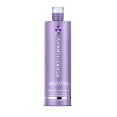 KERATHERAPY Keratin Infused Totally Blonde Violet Toning Conditioner, 33.8 fl. oz., 1000 ml - Keratin Therapy Purple Conditioner for Blonde Hair, Brassy, Silver, &amp; Highlighted - Sulfate &amp; Paraben Free