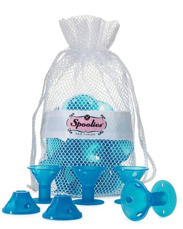Original Hair Curlers, Heatless Silicone Rollers with Mesh Bag Gift for Natural Hair, Hair Extensions plus Wigs, Made in USA, 15 Jumbo Size (Beachy Blue)
