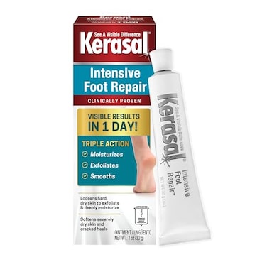 Kerasal Intensive Foot Repair, Skin Healing Ointment for Cracked Heels and Dry Feet, 1 Oz