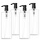 Bar5F Empty Shampoo Bottles with Pumps (32oz/1Liter/Large) BPA-Free PETE1 Plastic Bottle Crystal-Clear (Pack of 4)