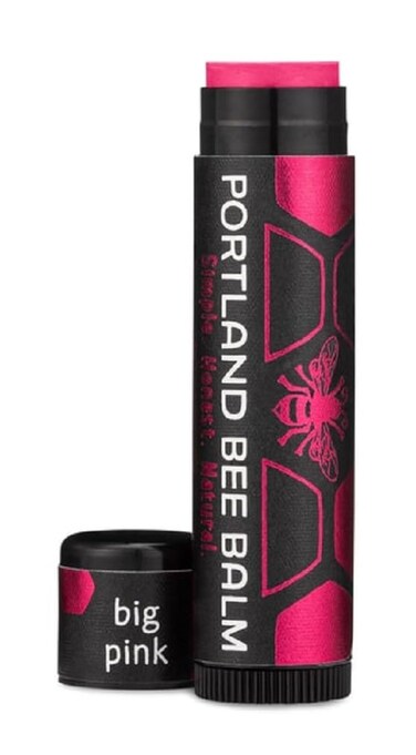 Portland Bee Balm All Natural Handmade Tinted Shimmer Beeswax Based Lip Balm, Big Pink 1 Count