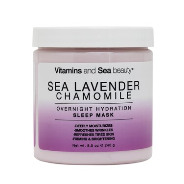 Vitamins and Sea Beauty, Hydrating Moisturizing Night Face Mask, Relaxing Overnight Facial with Sea Lavender and Chamomile, Skincare for All Skin Types, 8.5 Fl Oz