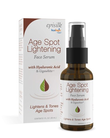 Age Spot Face Serum - Dark Spot Corrector Enriched w/Hyaluronic Acid &amp; Gigawhite - Episilk Brightening Serum to Lighten &amp; Tone Age Spots &amp; Wrinkles &amp; Fine Lines 1 Fl. oz. - Hyalogic Brand