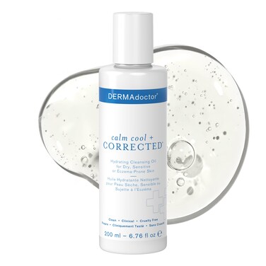 DERMAdoctor Calm Cool + Corrected Dermatologist Formulated Hydrating Cleansing Oil and Makeup Remover; Gentle Face Cleanser with Jojoba Oil and Hibiscus Extract - 6.67 fl. oz.