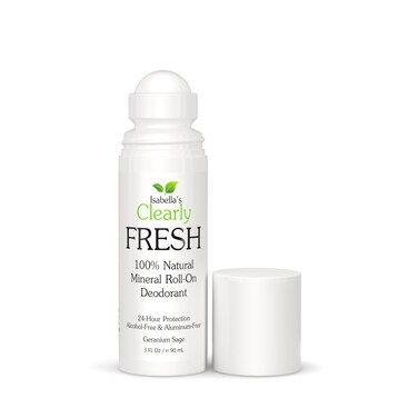 Clearly FRESH Natural Magnesium Roll On Deodorant   24 hour Mineral Protection for Sensitive Skin with Aloe Vera   Without Aluminum, Parabens, Alcohol or Baking Soda   Geranium Sage