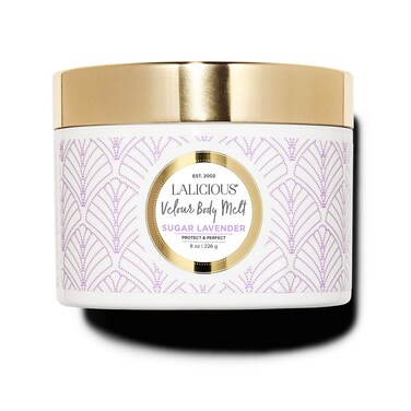 LaLicious Sugar Lavender Velour Body Melt - Multitasking Gel-to-Oil Skin Moisturizer with Macadamia Oil &amp; Coconut Oil - Shave Gel, Hair/Scalp/Hand/Foot Mask - Help Prevent Stretch Marks (8oz)