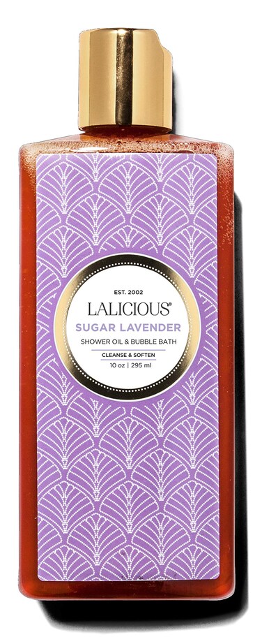 LaLicious Sugar Lavender Shower Oil &amp; Bubble Bath - Natural Shower Cleanser with Topical Probiotics &amp; Grapeseed Oil - Bath Soap Product for Shower, Bath &amp; Shaving, No Parabens (10oz)