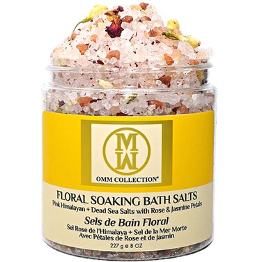 Natural Floral Soaking Bath Salt - Detox Body &amp; Foot Soak - Bath Salt with Rose &amp; Jasmine Petals - Pink Himalayan &amp; Dead Sea Salt Flakes - Relaxing Bath Soak (Jasmin Rose)