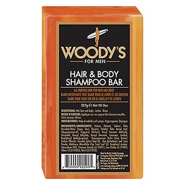 Woody's Men's 2-in-1 Hair &amp; Body Shampoo Bar, Rich, Thick Lather Formula, Conditions, Nourishes, Moisturizes, For All Skin Types, 8 Oz.
