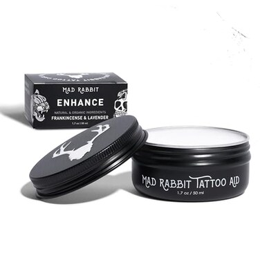 Mad Rabbit Tattoo Balm &amp; Aftercare Cream- Color Enhancement that Revives Old Tattoos, Hydrates New Tattoos, Made With Clean Ingredients + Petroleum Free, Daily Tattoo Lotion Moisturizer &amp; Brightener
