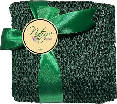 Net Bath Sponge, Customized N1 Weave, Long, Skin Exfoliation, African, Porous, Stretches Horizontally to Approximately 49" (Army Green)