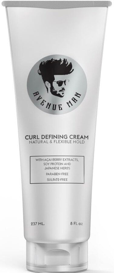 Avenue Man Curl Defining Cream - Improved Formula - Natural &amp; Flexible Hold with Herbal Extracts for All Hair Types - Paraben Free &amp; Sulfate Free