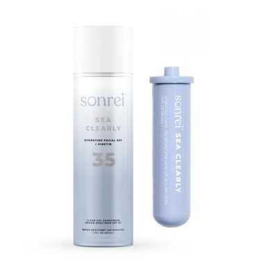 Sonrei Sea Clearly Hydrating Facial SPF 35 + Anti-aging Growth Factor Clear Sunscreen Gel &amp; Primer   Broad Spectrum UV Protection   Water Resistant   Non-greasy - 1.7 Fl oz. (2-Pack)