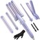 5 in 1 Wand Curling Iron-Curling Wand Set with Hair Straightener, 3 Barrels Hair Crimper Iron, 3 Ceramic Curling Irons (0.35 "-1.25"), 2 Temps Fast Heat Hair Curler Waver with Glove &amp; Clip-Purple