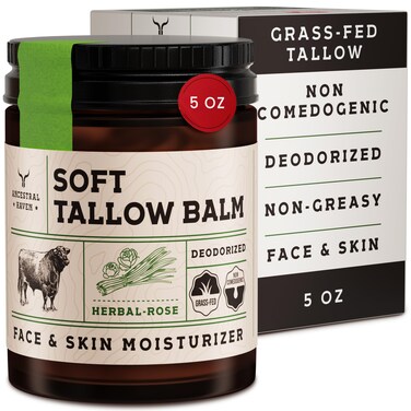 Beef Tallow for Skin - Beef Tallow For Face - Tallow Face Moisturizer - Beef Tallow Moisturizer - Tallow Balm - Grass Fed Beef Tallow For Skin - Tallow Face Cream Lotion (5.0, Herbal-Rose)