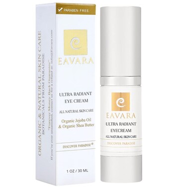 Organic Anti Aging Eye Cream for Dark Circles and Puffiness, Natural Under Eye Serum with Hyaluronic Acid, Jojoba Oil, Vitamin E, Aloe Vera, Helps Reduce Fine Lines &amp; Wrinkles 1.0 Fl Oz