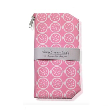 Cosmetic Bag Travel Essentials Canvas Makeup Pouch Toiletry Bags, 4.75" x 8.5", Pomegranate