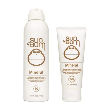 Sun Bum Sun Bum Mineral Spf 30 Sunscreen Spray and Spf 50 Lotion Vegan and Reef Friendly (octinoxate &amp; Oxybenzone Free) Broad Spectrum Zinc Sunscreen With Uva/uvb, 2 Count