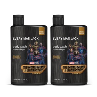 Every Man Jack Body Wash - Marvel Guardians of the Galaxy   13.5-ounce Twin Pack - 2 Bottles Included   Naturally Derived, Parabens-free, Pthalate-free, Dye-free, and Certified Cruelty Free