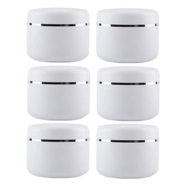 6 Pack 8oz/250g Empty Plastic White Round Jars Bottles With Inner Liners and Screw Lid Refillable Make-up Cosmetic Jars Face Cream Lip Balm Lotion Storage Container