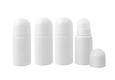 4PCS (50ml / 1.69oz) White Roller Bottle Empty Plastic Body with Roller DIY Roll-On Deodorant Bottles