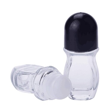 2Pcs 50ml/1.69oz Empty Clear Refillable Glass Roll-On Deodorant Bottles Essential Oils Roller Containers with Plastic Roller Ball and Black Cap for Deodorant Lip Oil Aromatherapy