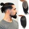 Swiss Lace Front with PU Men's Toupee Man Hairpieces Human Hair Replacement System for Men 4.5x7inch 10inches Long Hair Natural Black Color