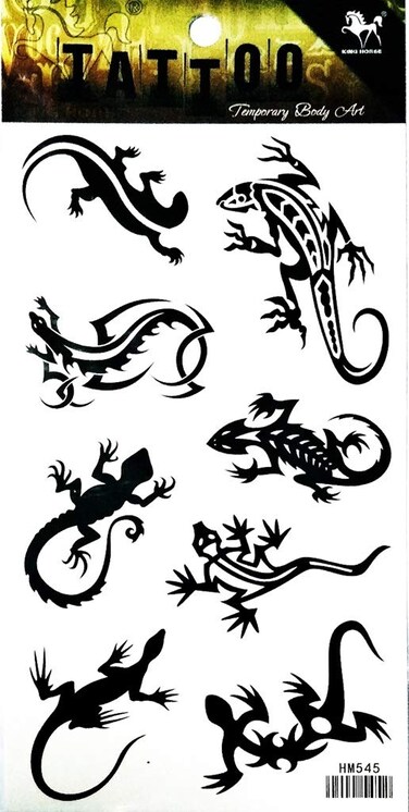 1 Sheet Black Lizard Gekko Salamander Temporary Tattoo Stickers Waterproof Body Arm Tattoo Sticker for Men Women Make up Fake Tattoo Removable