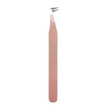 Fiber Tip Tweezers Diamond Grip Eyelash Extensions Tweezer Anti-Slip solation Volume Lash Tweezers For Lash Tweezers (FTT2-PINK)