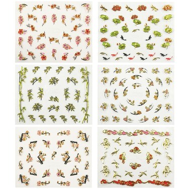 Asian Inspired Nail Art Self-Adhesive Stickers Nail Decals, Set of 6