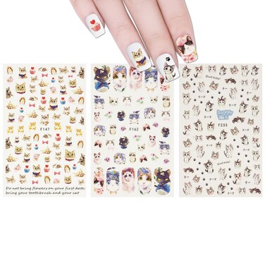 ALLYDREW 3 Sheets Love for Cats Nail Art Kitty Cat Nail Stickers