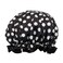 allydrew Reusable Women's Waterproof Shower Caps for Long Hair, Black and White Dots