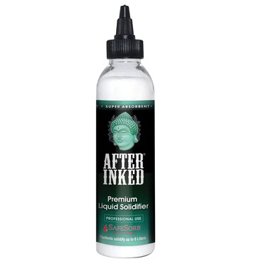 After Inked Liquid Solidifier - Fast &amp; Super Absorbent Polymer Powder for Tattoo Ink, Paint Hardener for Disposal, Easy to Use Liquid Tattoo Solidifier for Cleaning - 1 pc Bottle to solidify up to 6L