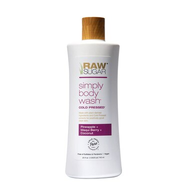 RAW SUGAR Simply Body Wash, (25 Fl Oz, Pack of 1) Bath Soap, Formulated without Sulfates &amp; Parabens (Pineapple + Maqui Berry + Coconut)
