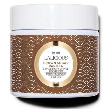 LaLicious Brown Sugar Vanilla Extraordinary Whipped Sugar Scrub - Cane Sugar Body &amp; Foot Scrub, Exfoliating &amp; Moisturizing Skin Care with Coconut Oil &amp; Honey, No Parabens (16oz)