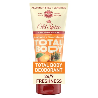 Old Spice Whole Body Deodorant for Men, Total Body Deodorant, Mandarin + Sandalwood, Aluminum Free Deodorant Cream for 24/7 Freshness // Dermatologist Tested Whole Body Deodorant, 3.0 oz