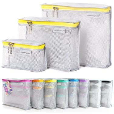 MUMI Travel Toiletry Bag Set 3 Water-Resistant Bags for Toiletries, Makeup, Shaving Essentials, Portable Organizer for Men &amp; Women, Perfect for Travel Essentials