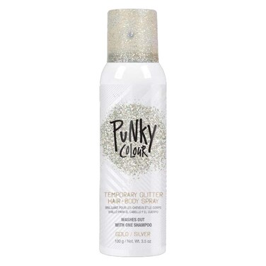 Punky Temporary Hair and Body Glitter Spray, Gold/Silver -Lightweight Shimmery Hairspray for Hair, Skin, and Clothes, Sparkly Glow for Parties &amp; Events, 3.5 oz