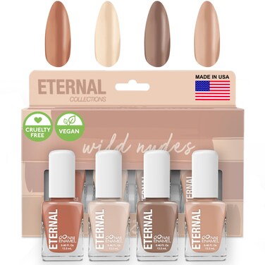 Eternal Nude Nail Polish Set for Women (WILD NUDES) - Brown Nail Polish Set for Girls   Long Lasting &amp; Quick Dry Nail Polish Kit for Home DIY Manicure &amp; Pedicure   Made in USA, 13.5mL (Set of 4)