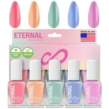 Eternal Pastel Nail Polish Sets for Women (CANDY PASTELS) - Pastel Nail Polish Set for Girls - Long Lasting &amp; Quick Dry Nail Polish Set for Home DIY Manicure Pedicure - Made in USA, 13.5mL (Set of 5)