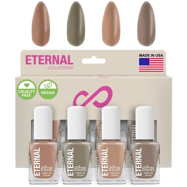 Eternal Nude Nail Polish Set for Women (NUDE GRAY) - Brown Nail Polish Set for Girls   Long Lasting &amp; Fast Drying Nail Polish Kit for Home DIY Manicure &amp; Pedicure   Made in USA, 13.5mL (Set of 4)
