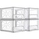Clear Stackable Storage Drawers - 4-PACK - Acrylic Plastic Organizer Drawer for Bathroom Vanity Cabinet, Kitchen Countertop, Small Office Organization. Easily Organize All Cosmetic Makeup Supplies.