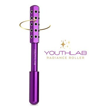 YouthLab Radiance Roller - Germanium Stone Uplifting Face Beauty Massage Tool /Roller/Wand for Skin Tightening/Firming, De-Puffing, Sculpt/Lift, Anti-Aging (Purple)