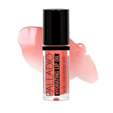 Palladio Hydrating Lip Oil Infused with Hyaluronic Acid, Non-Sticky Formula, Subtle shine with tinted sheer color, liquid lipstick, locks in moisture to prevent chapped lips 0.13 Oz. (FLY)