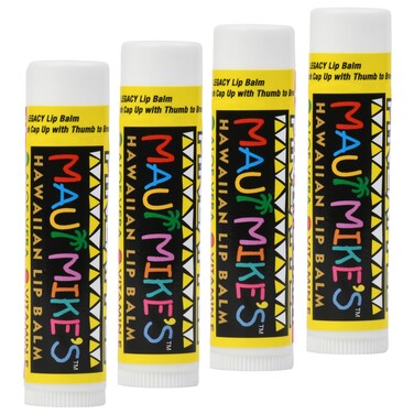 MAUI MIKE'S Lip Balm in Pineapple (4 pack). Vitamin E, Aloe Vera and Beeswax. Best Lip Balm for Chapped lips and Best Tasting and Moisturizing. Take your Lips on a Hawaiian Vacation.