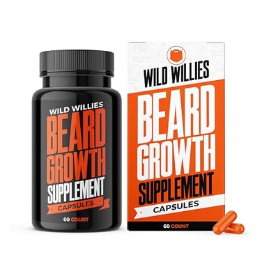 Wild Willies Beard Growth Vitamins - Natural BioSitol ASX Complex Beard Growth Supplements for Men - 60 Capsules Anti Hair Loss Pills - Supplement for Fuller Thicker Beard Support, Prevent Itchiness